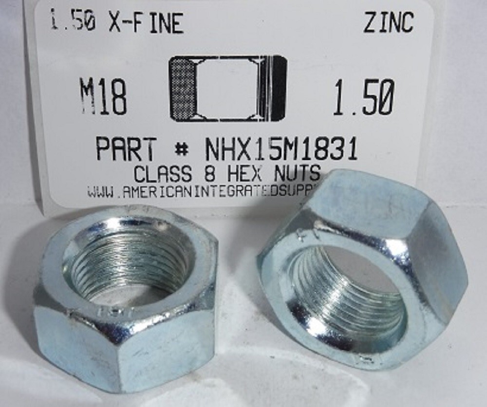 M18-1.50 HEX NUTS CLASS 8 STEEL ZINC PLATED (5)