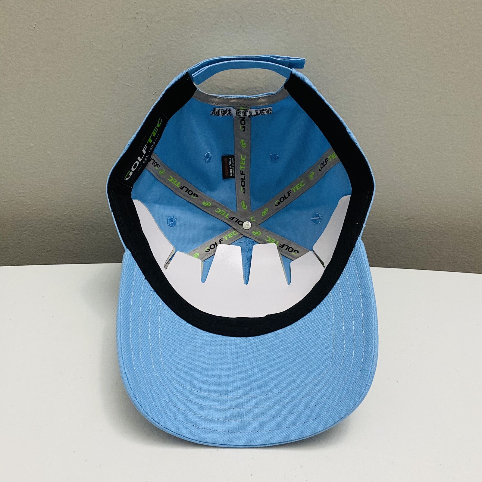 Pukka GOLFTEC 1995 Men's Adjustable Strapback Golf Cap Hat Light Blue/White OSFA
