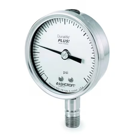 Ashcroft 351009Sw02lxll160 Industrial Pressure Gauge, 0 To 160 Psi, 3 1/2 In