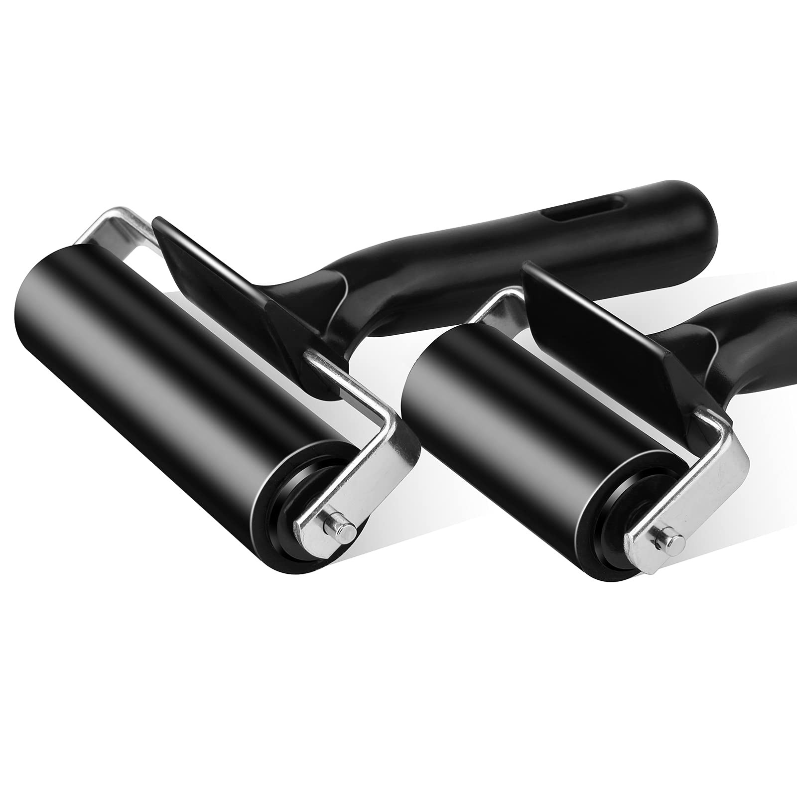 2Pcs Rubber Roller Brayer Rollers Hard Rubber 4 and 2.2 Inch for Printmaking (Bl