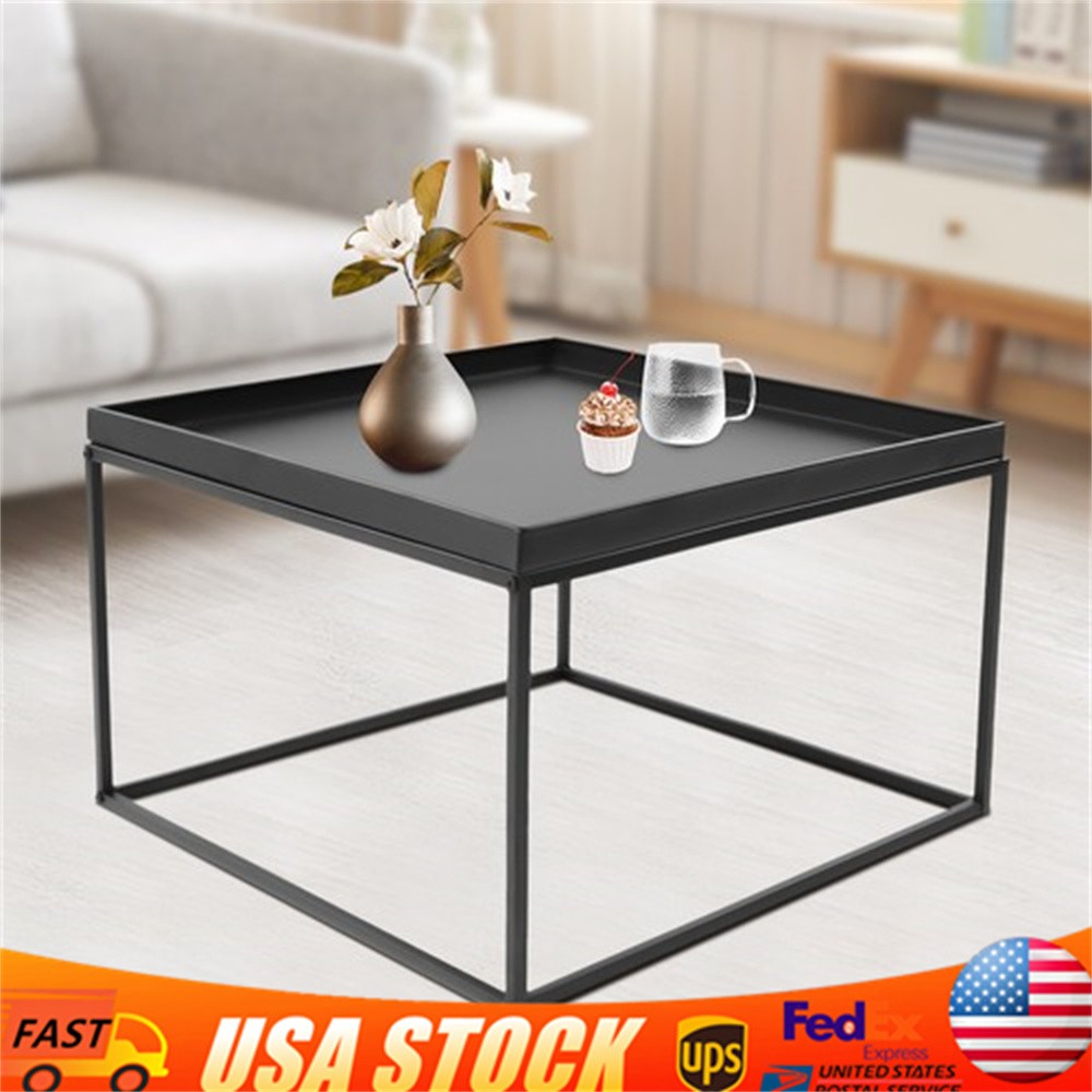 59cm Metal Square Coffee Table End Table/Side Table For Office/Home Matt Black