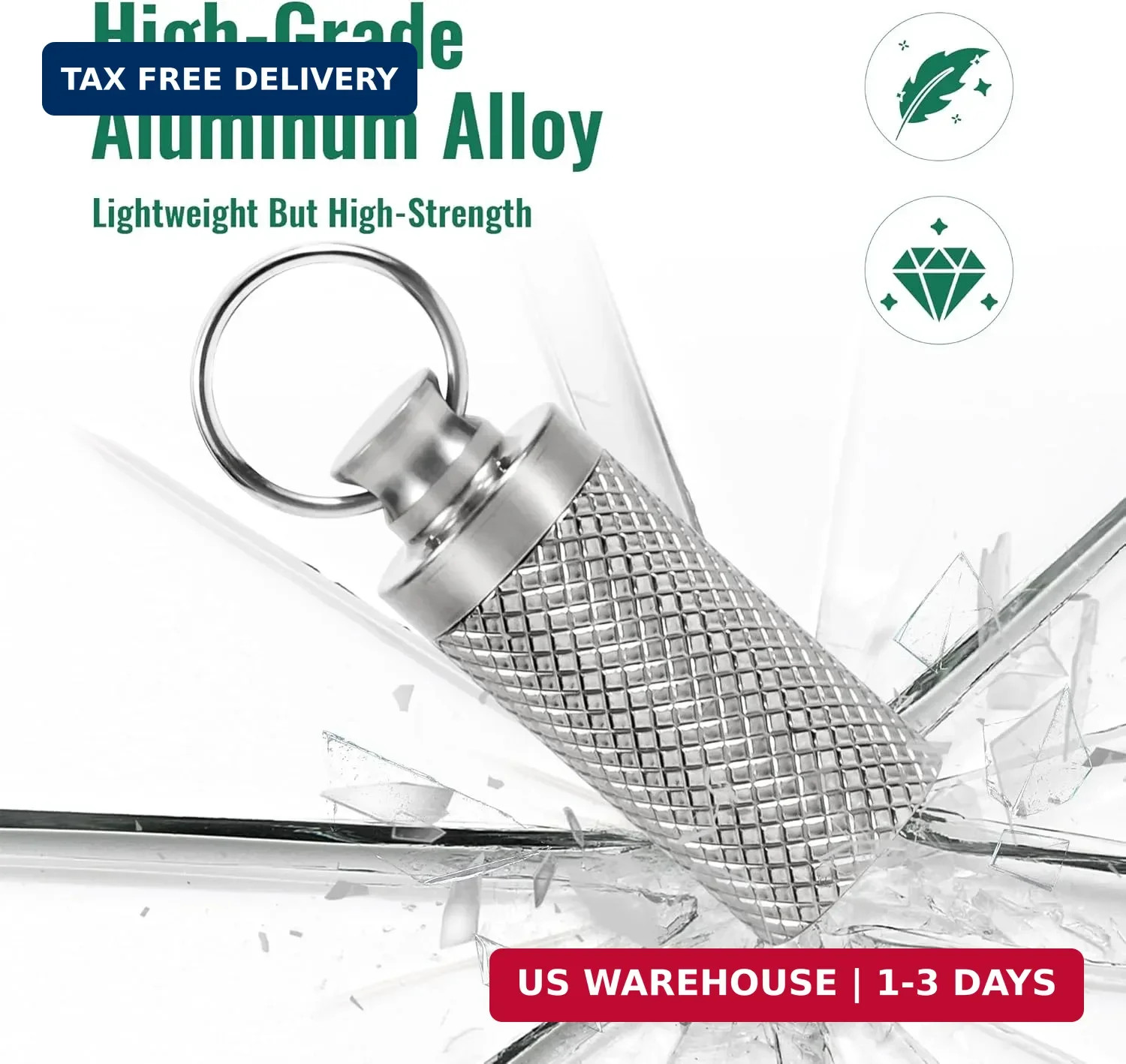 Titanium Keychain Pill Holder Container,Waterproof Portable Pill Box Case for Pu