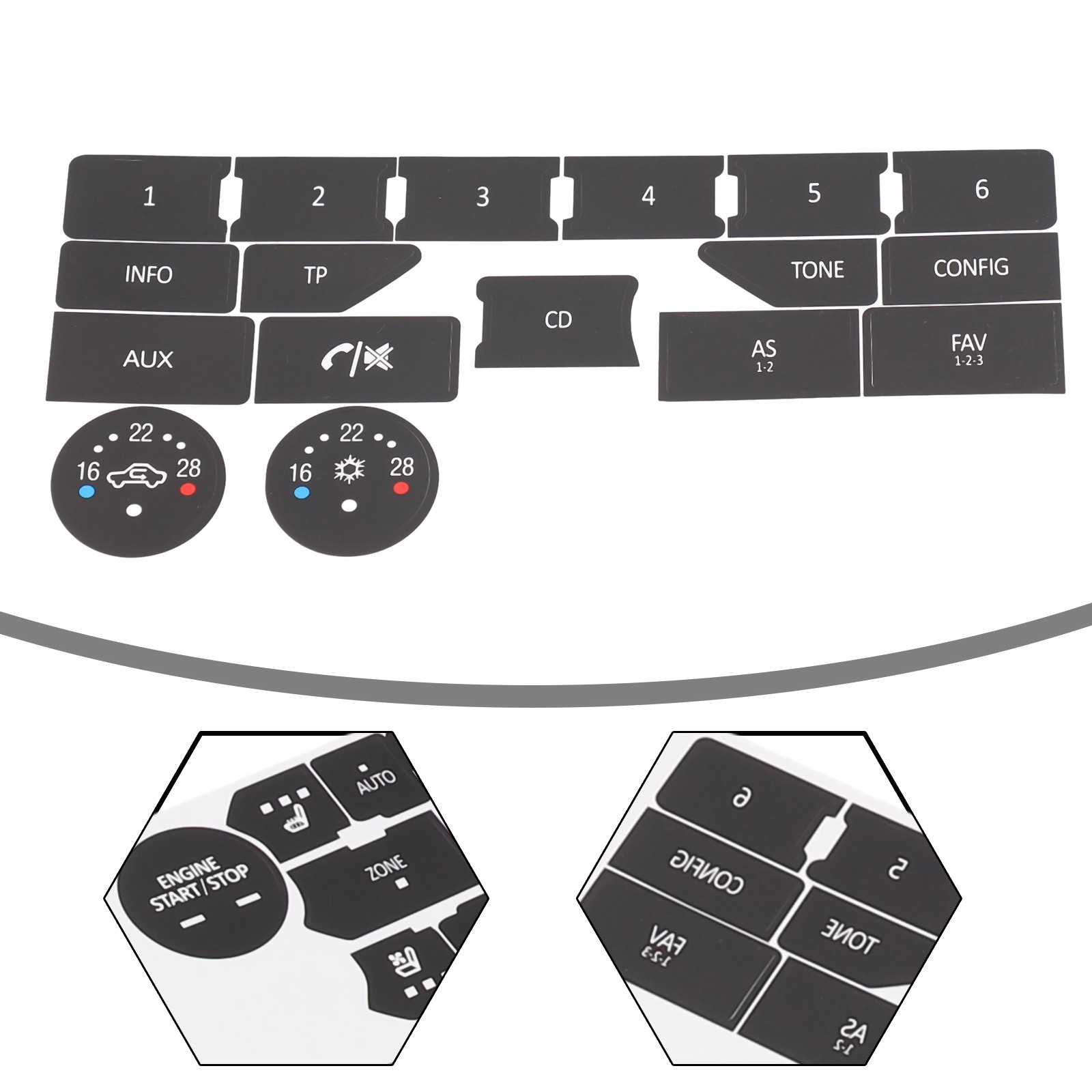 Button Repair Decals Climate Control Radio Stickers For SAAB 3rd Gen 9-5NG 9-4X