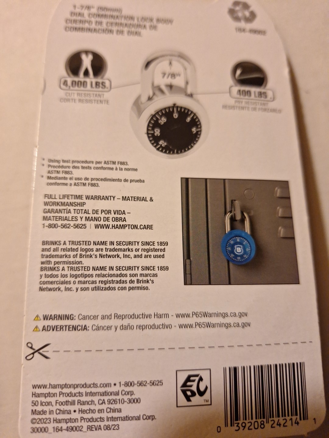 Brinks Standard Security Dial Combination Lock
