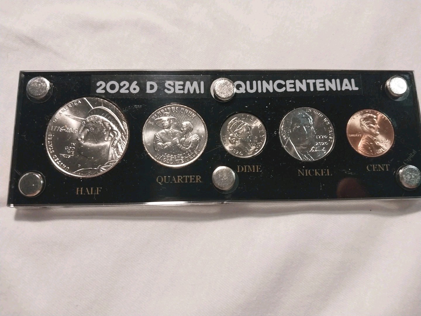 MINT SET OF SEMI QUINCENTENIAL 2026 PHILADELPHIA *CAPITAL HOLDER W/METAL SCREWS