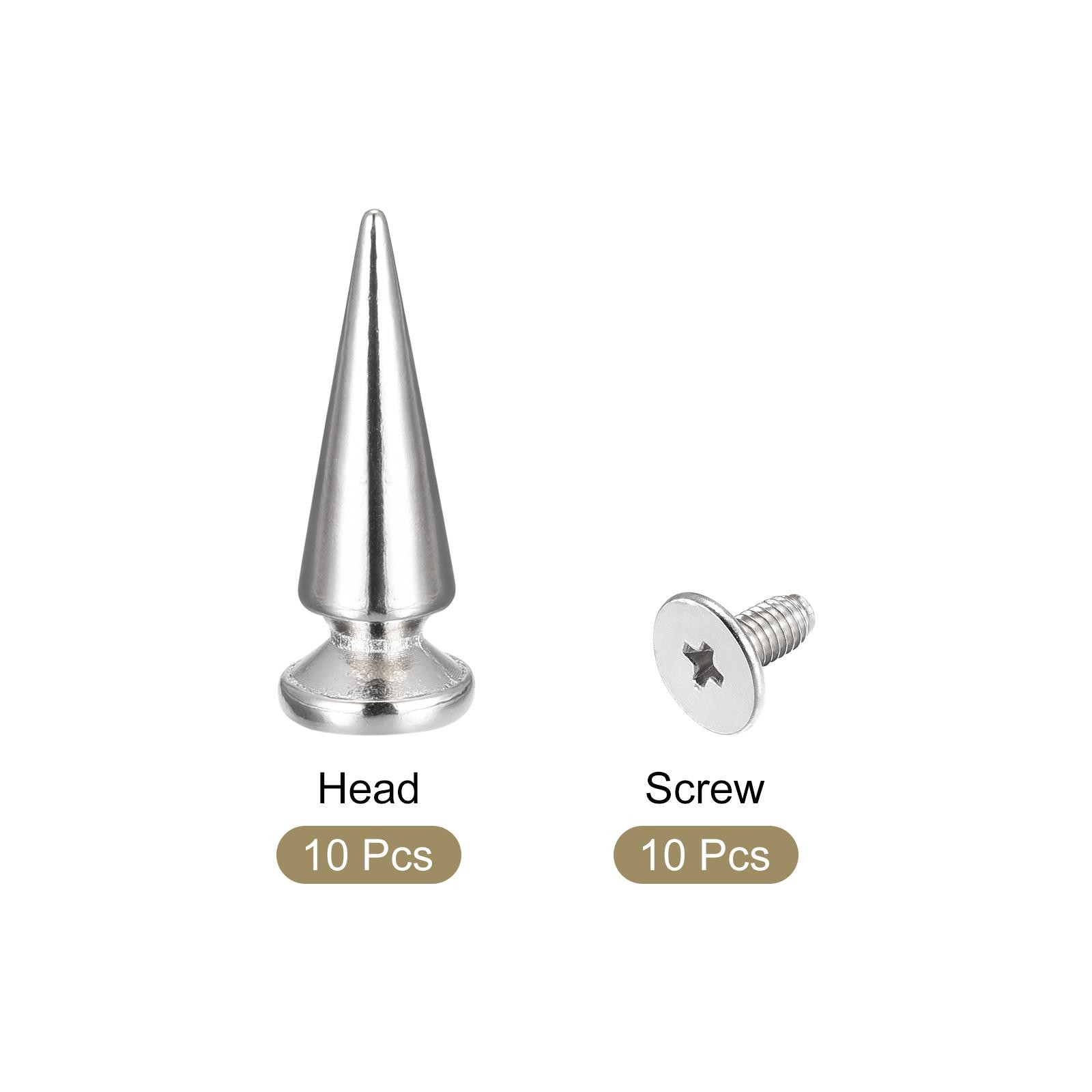 10x26mm Screw Back Rivets, 10 Sets Solid Leather Studs for DIY Silver Tone