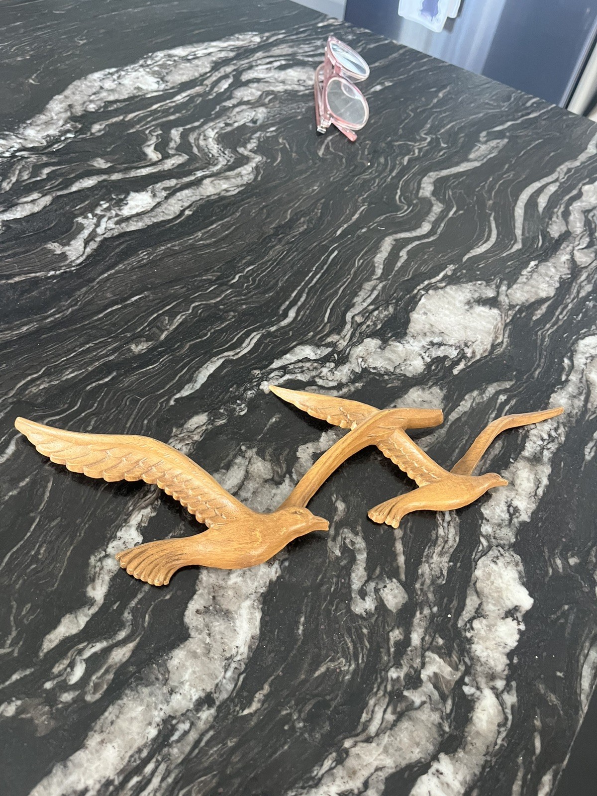 Vintage 1981 HOMCO Faux Wood Brown Birds in Flight Wall Decor Seabirds USA #7619