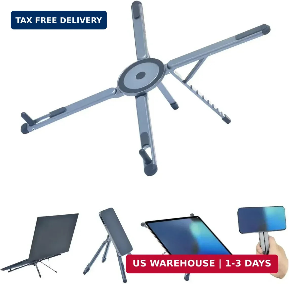 Foldable Desktop Portable Laptop Stand, Adjustable Laptop Riser with Magnetic Ph