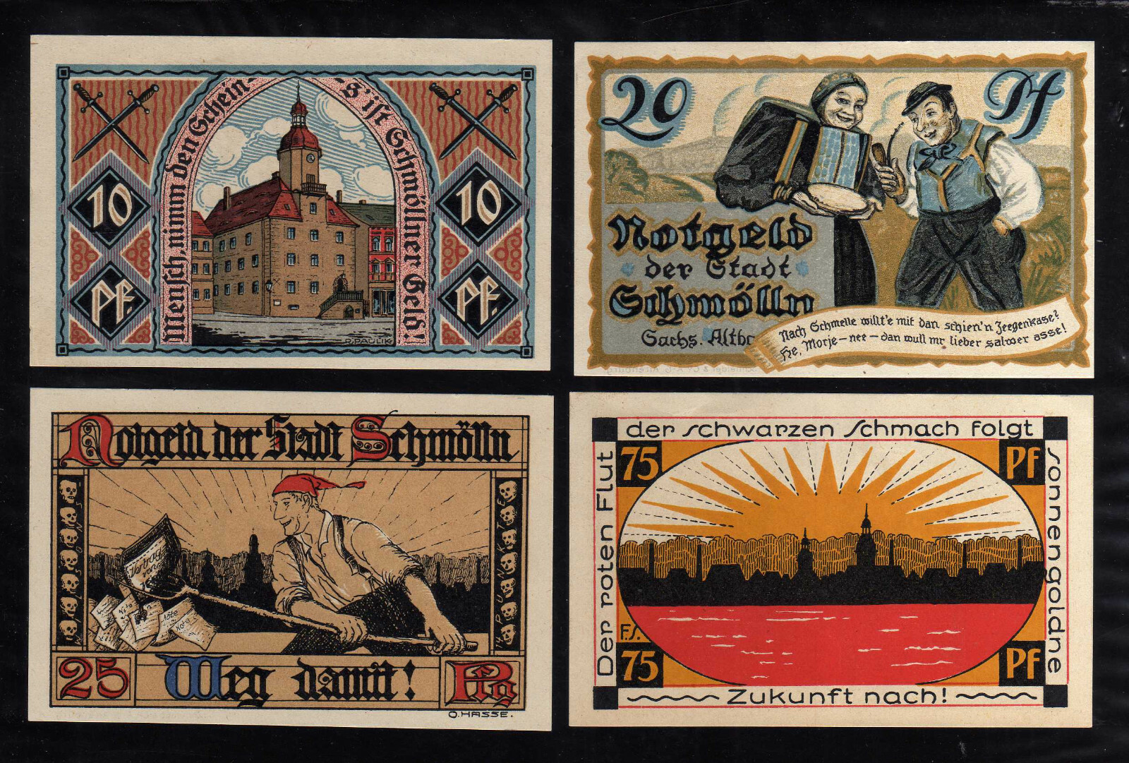 SCHMOLLN  - GERMANY NOTGELD   - 10, 20, 25, 75 PFENNIG