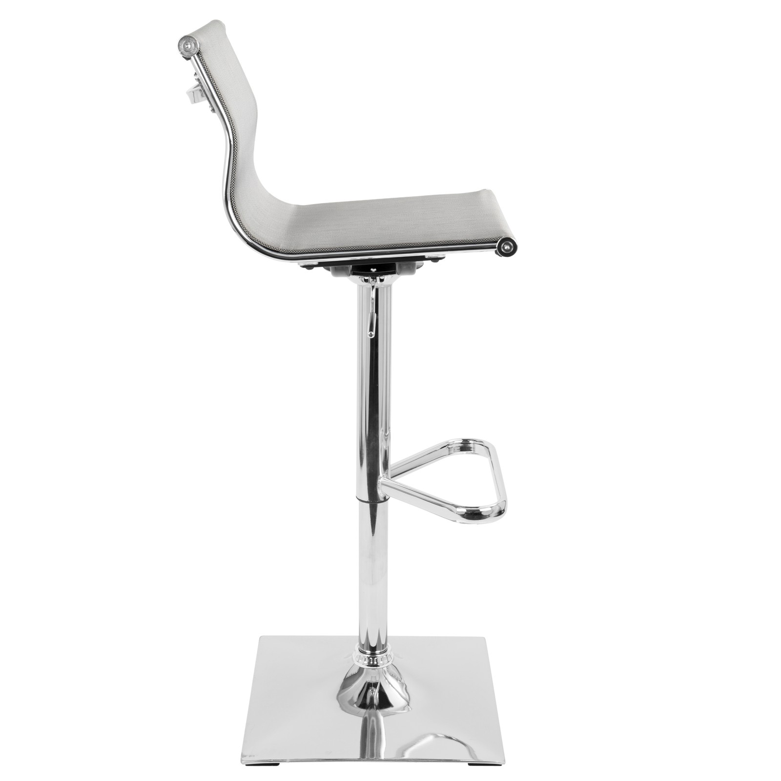 Mirage Contemporary Adjustable Barstool with Swivel in Silver by