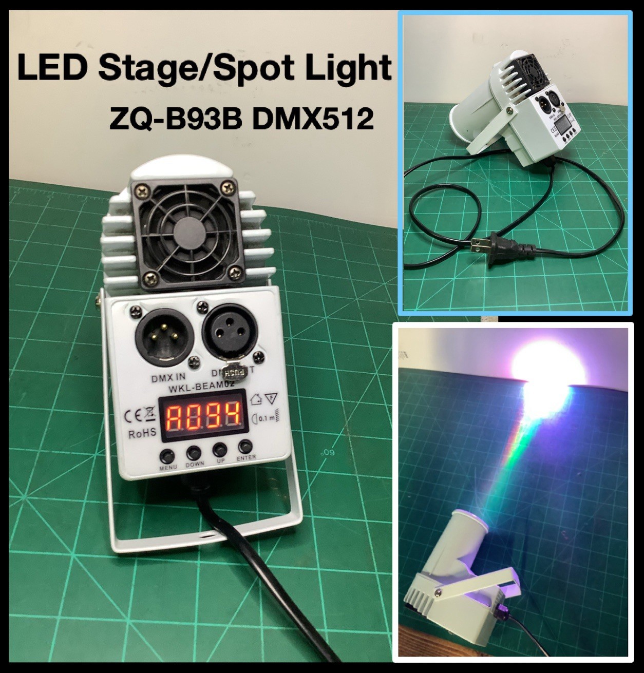 ZQ-B93B DMX512 LED Stage Light Controller / Spot Light Head — Tested & Working