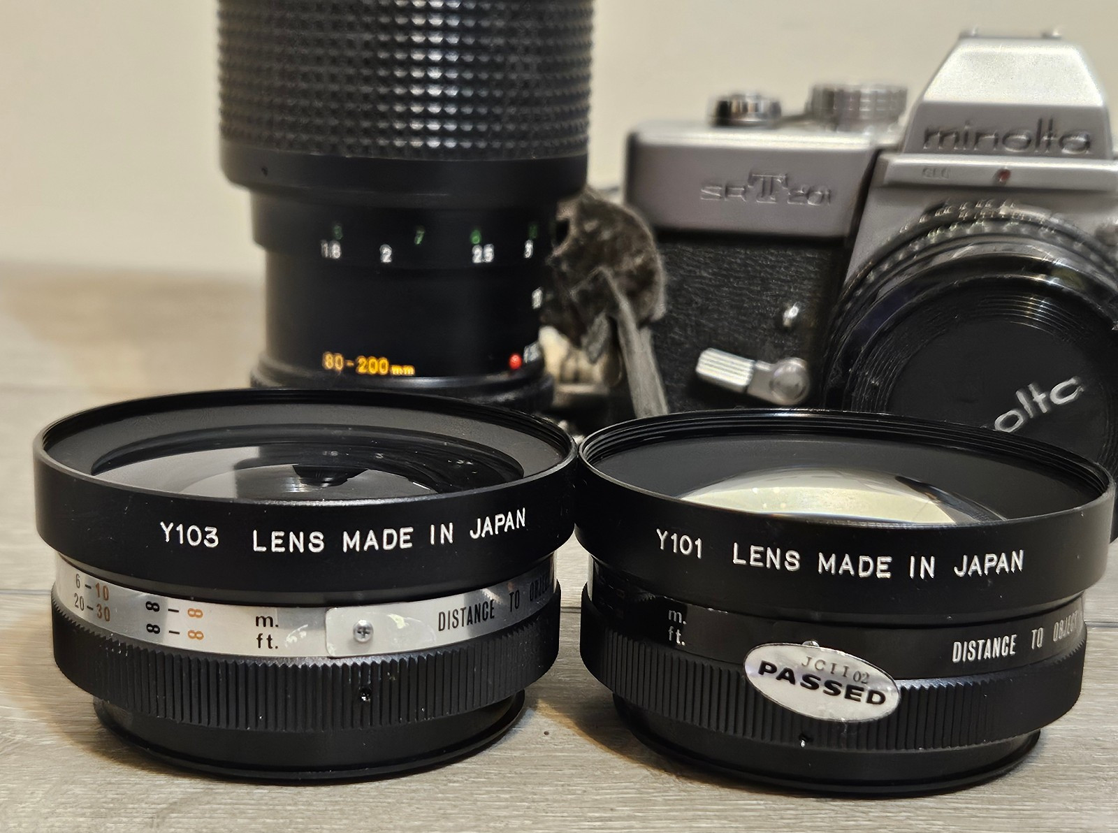 Minolta SRT 201 film camera w Multiple Lens and Strap Untested As Is No Returns