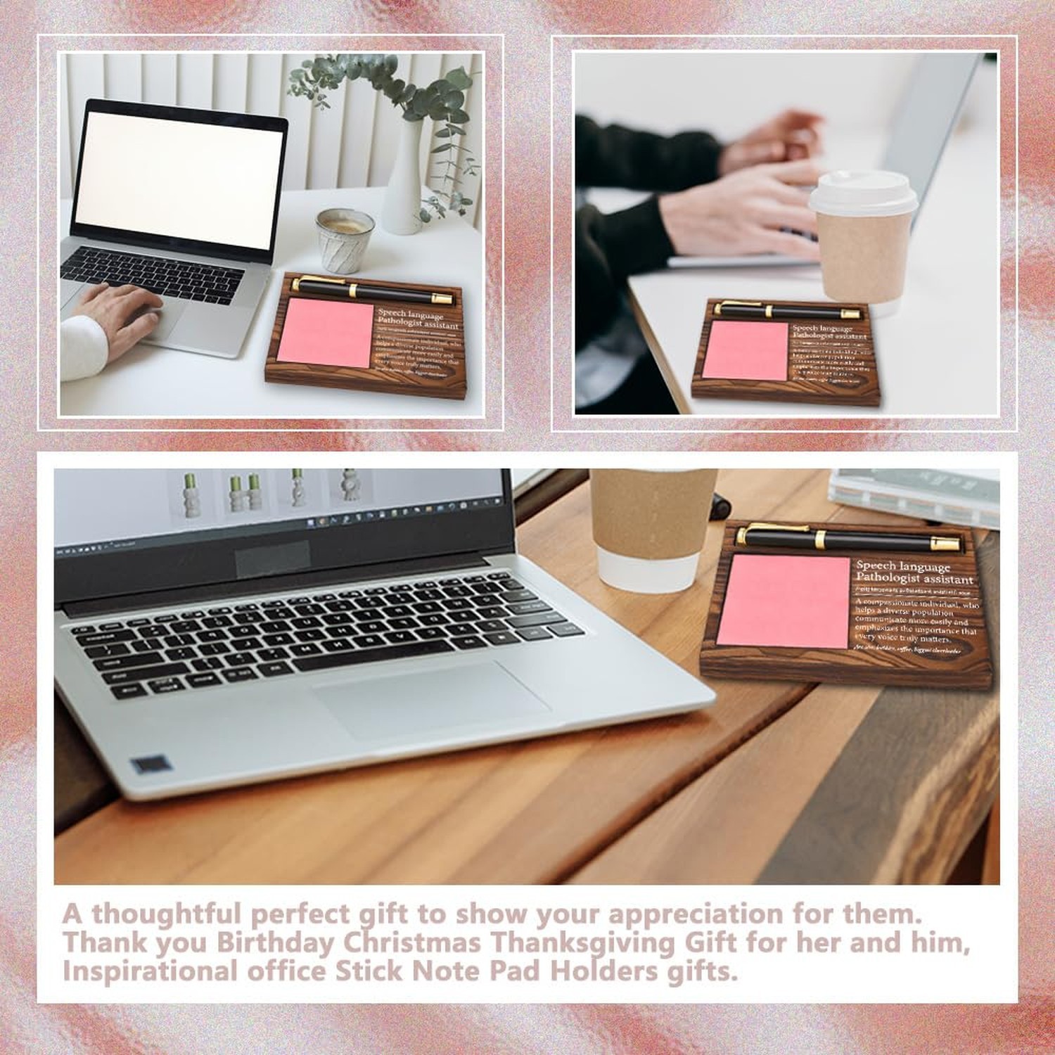 Speech Language Pathologist Assistant Gifts, Wooden Sticky Note Holder, Appre...