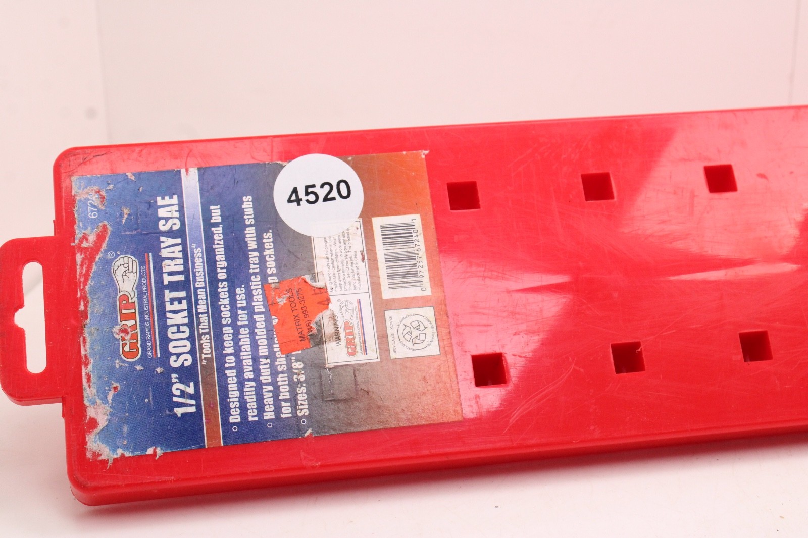 Grip 67224 1/2" Drive SAE 28 Position Standard/Deep Red Socket Tray Organizer