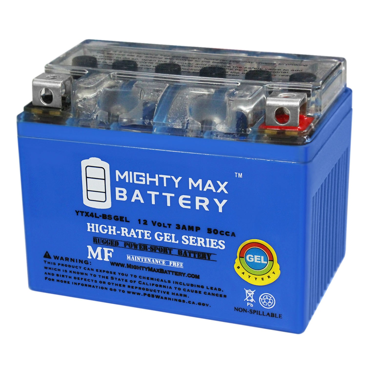 Mighty Max YTX4L-BS GEL Battery Replaces Honda TRX400EX FourTrax Sportrax 99-09
