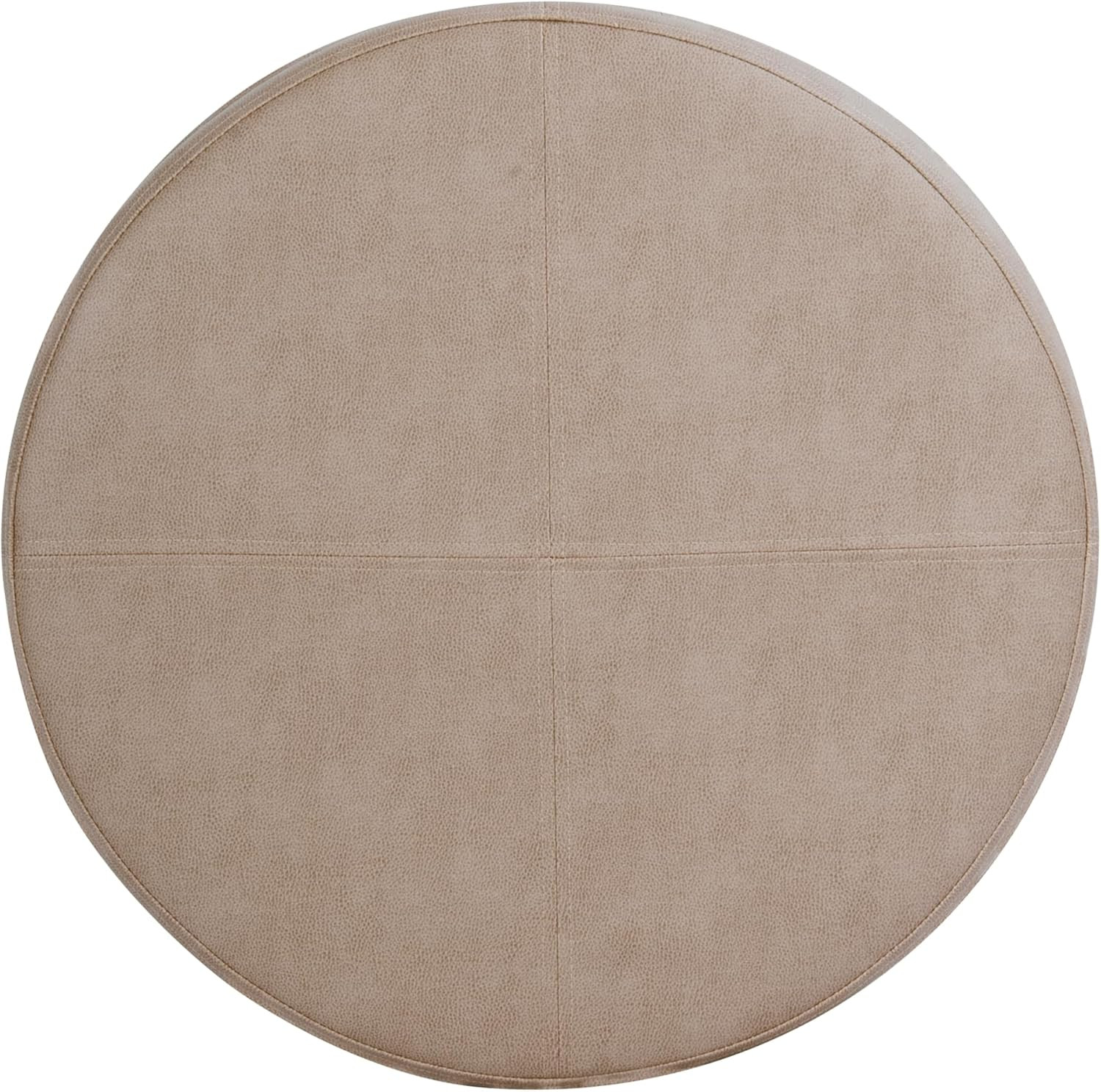 Home Decor | Upholstered Faux Leather round Storage Ottoman | Ottoman with Stora