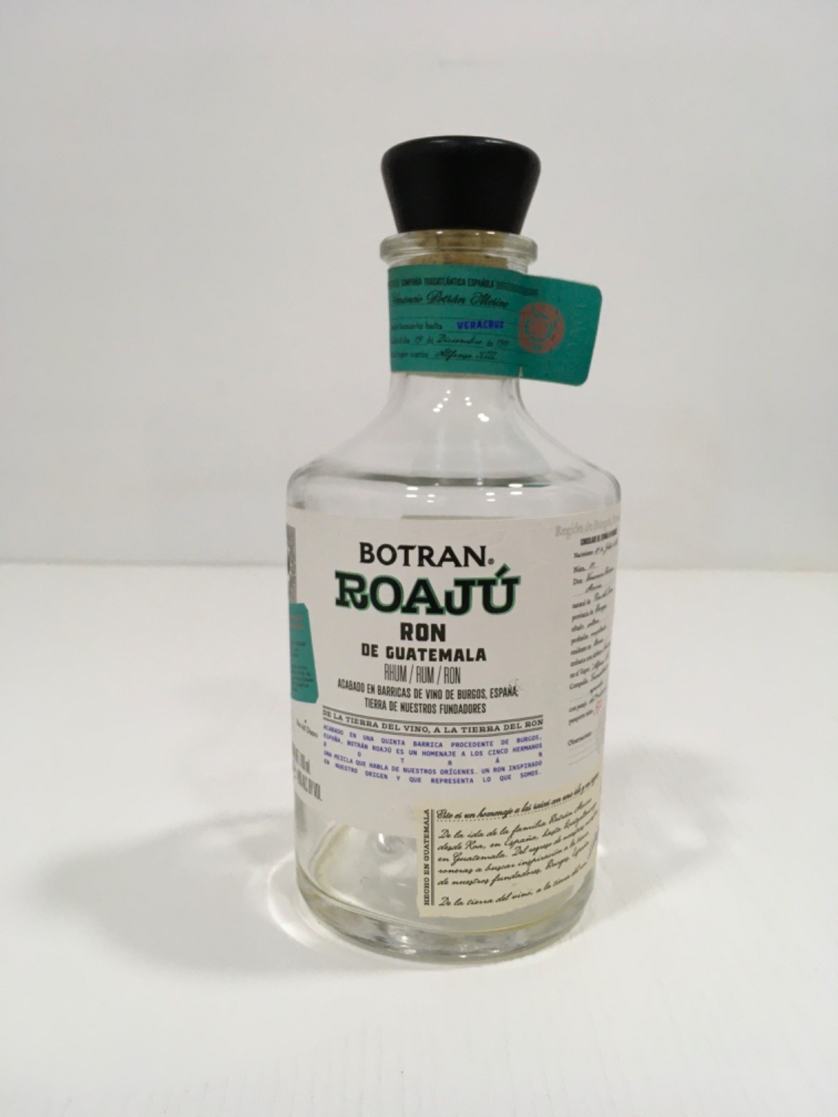Botran. Roaju ron de Guatemala, empty bottle