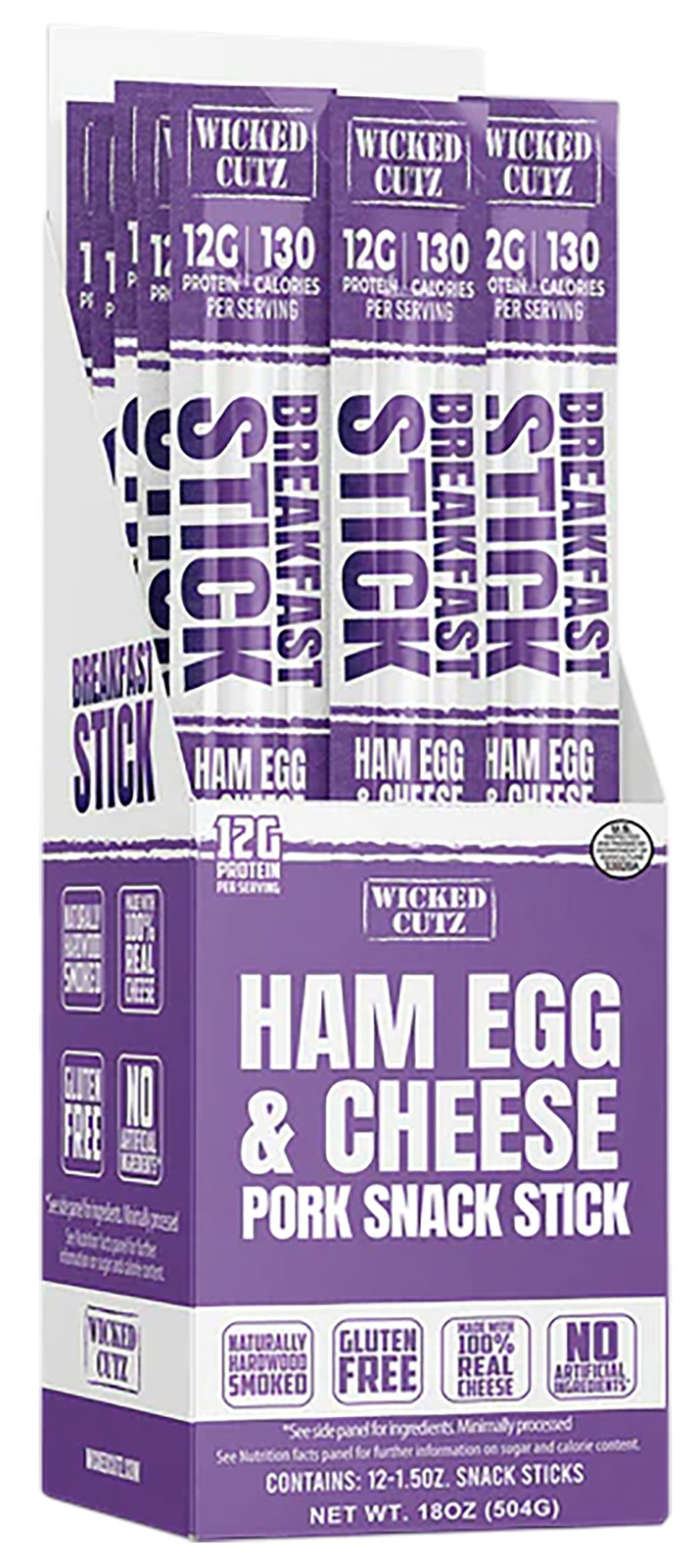 Wicked Cutz WCBR12HEC Ham Egg & Cheese Breakfast Sticks  12 Pack