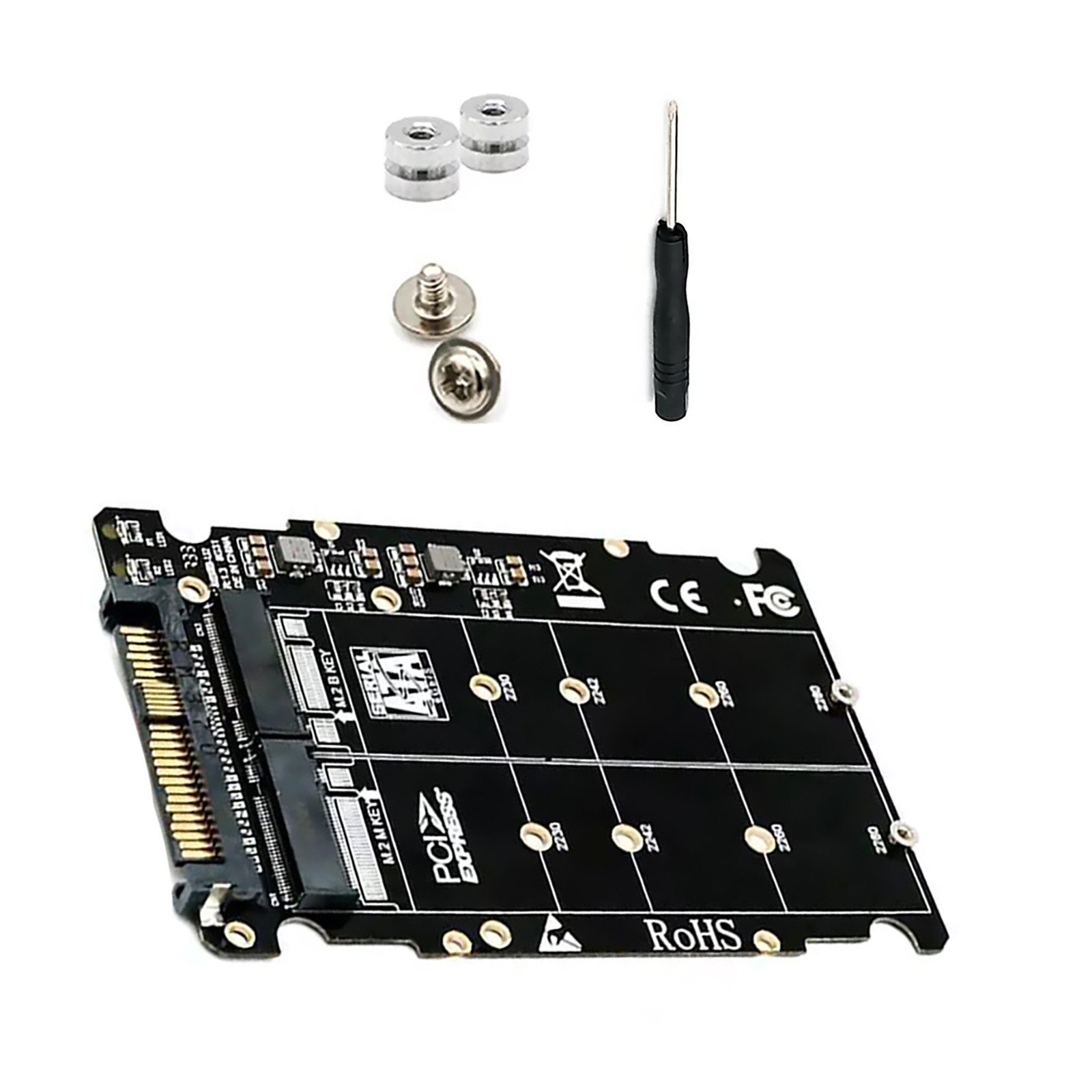M.2 NVME SSD Key M + NGFF SATA SSD Key B to U.2 SFF-8639 Adapter