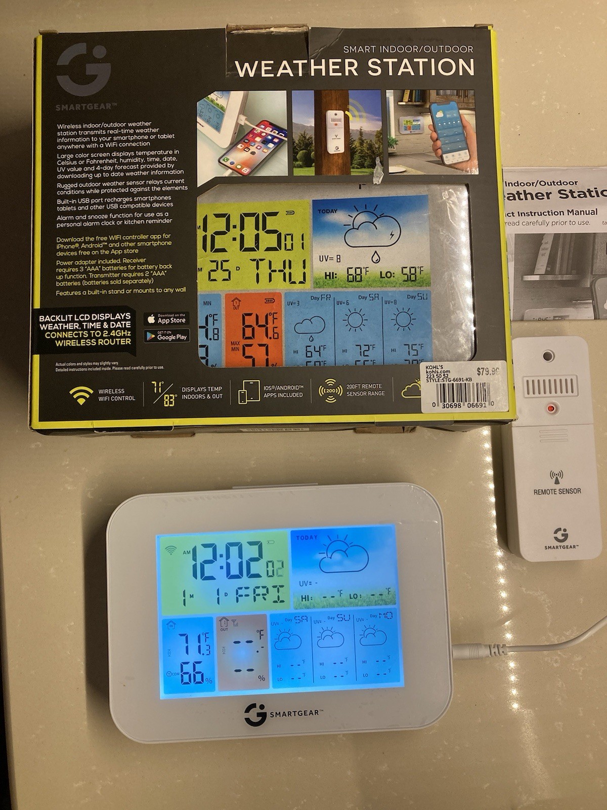 Smart Gear Indoor / Outdoor Weather Station STG-6691-KB wireless wifi wi-fi