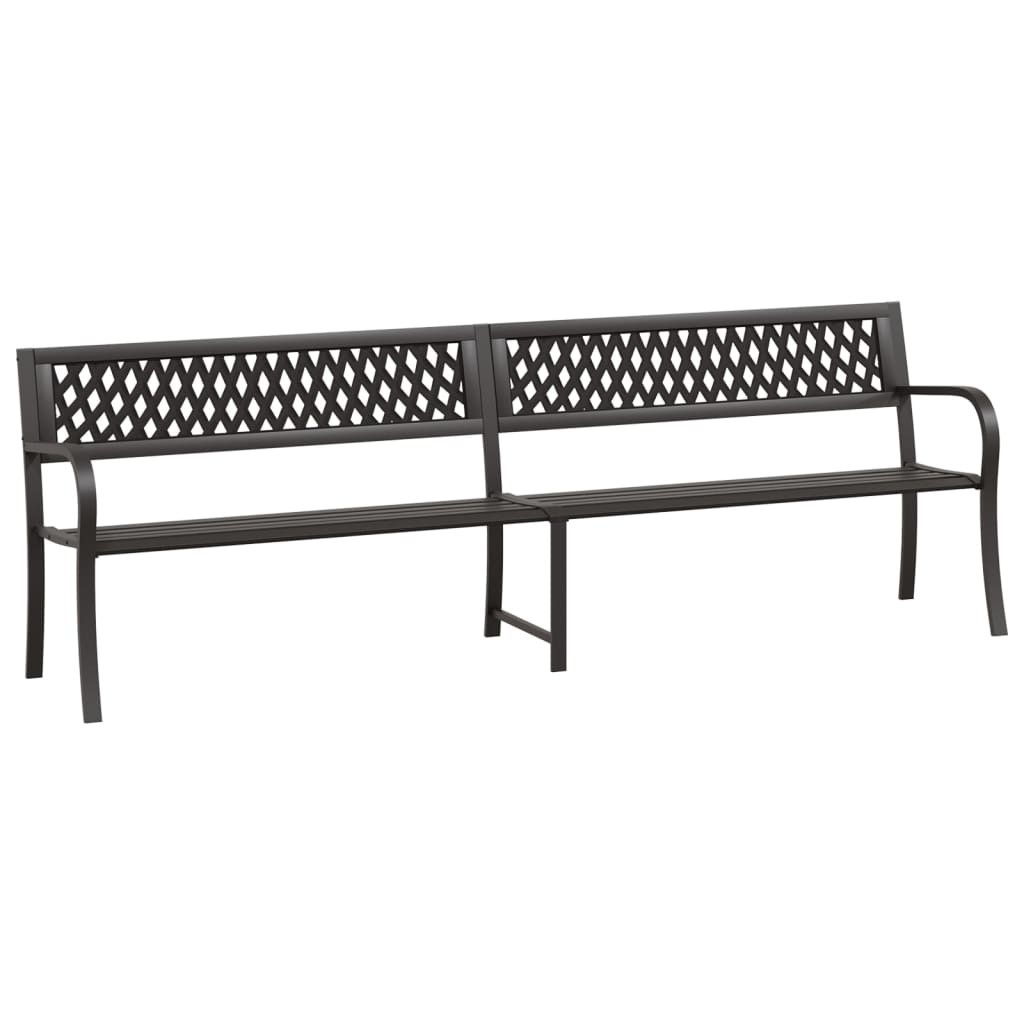Outdoor Patio Bench Park Outdoor Garden Bench with Armrests Black Steel vidaXL