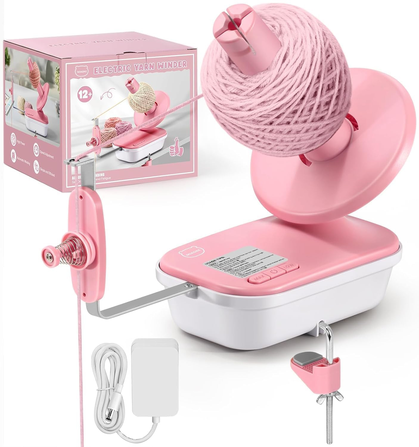 Electric Yarn Winder, High-Speed with Three Adjustable Settings, 4-10 Ounce Larg