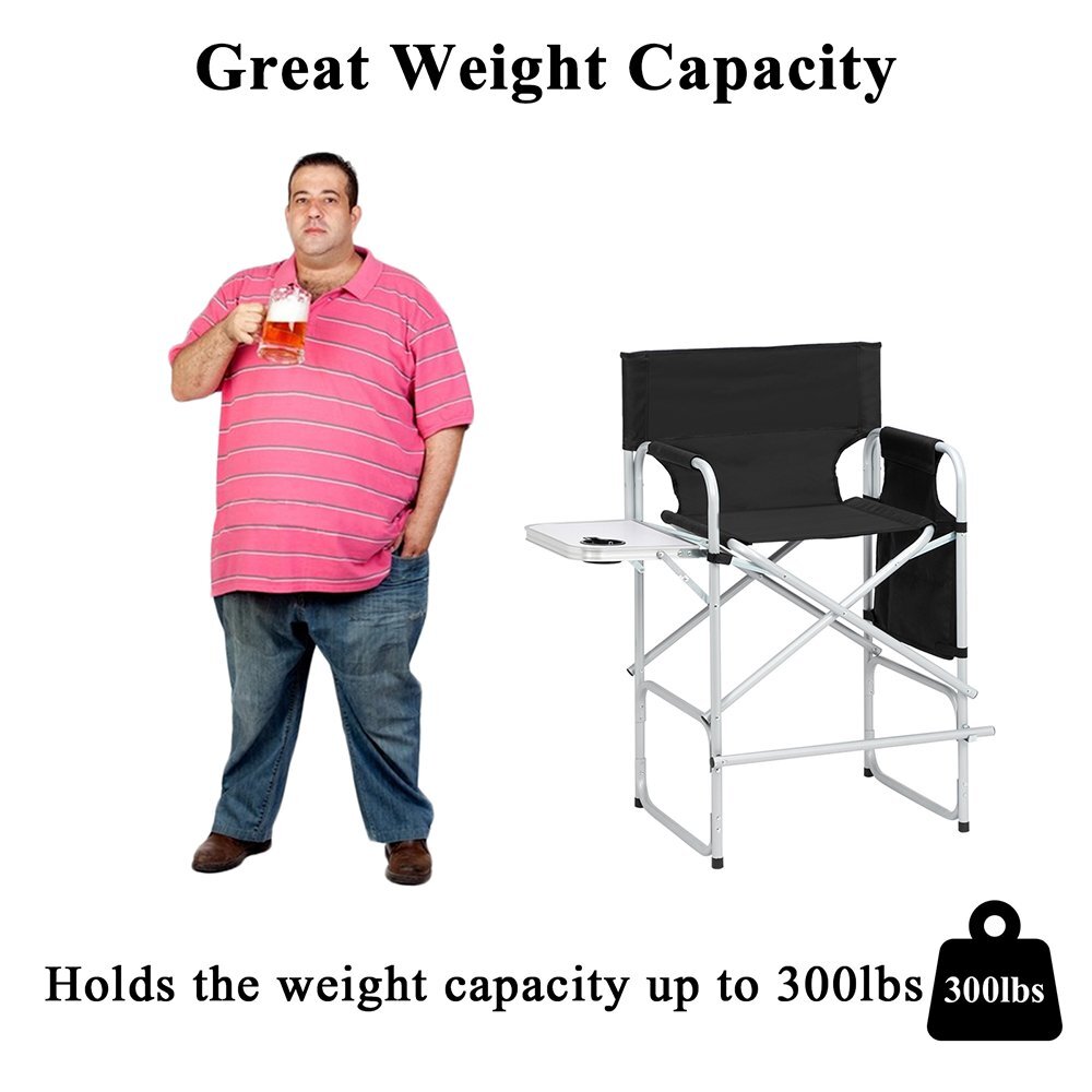 Tall Directors Chair Foldable 41" Camping Chair w/ Side Table for Camping Artist