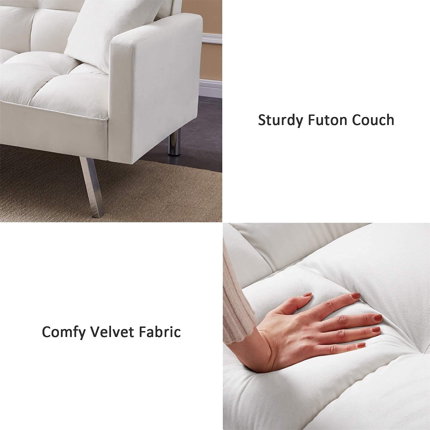 Futon Couch Sleeper Sofa Bed Convertible Loveseat Reclining Sofa Bed with Pillow