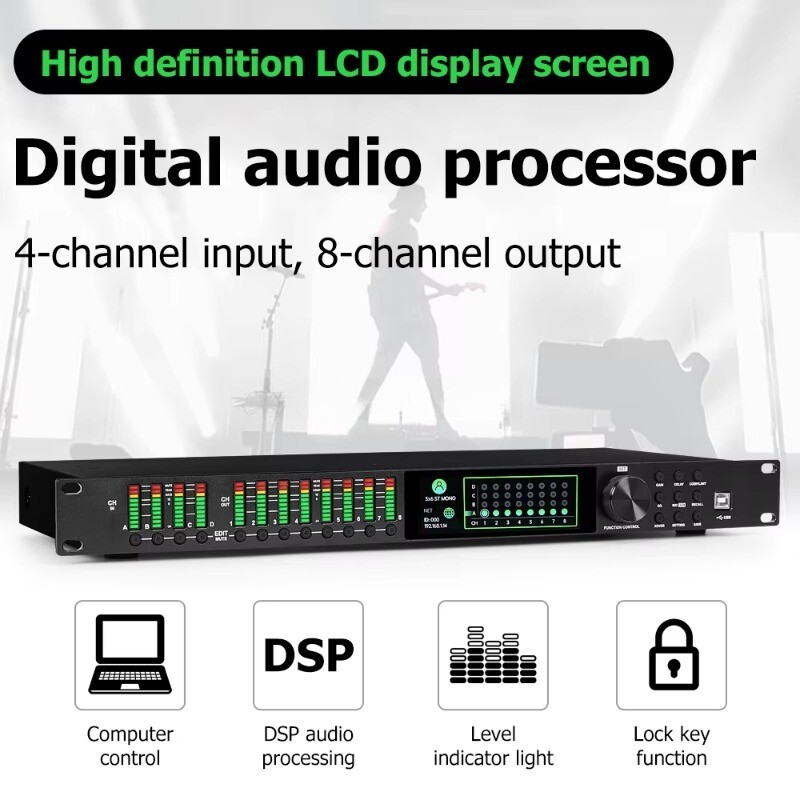 4 in 8 Out Speaker Audio Processor Professional Audio System Frequency Division
