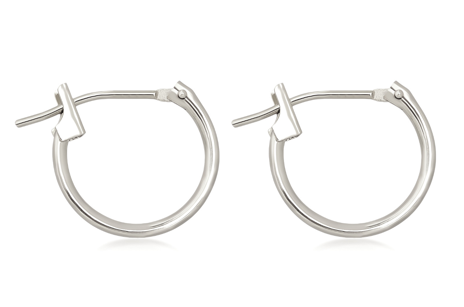 10K White Gold Hoop Earrings Plain 11.5 x 1.25mm Small Hoops Great for Girls