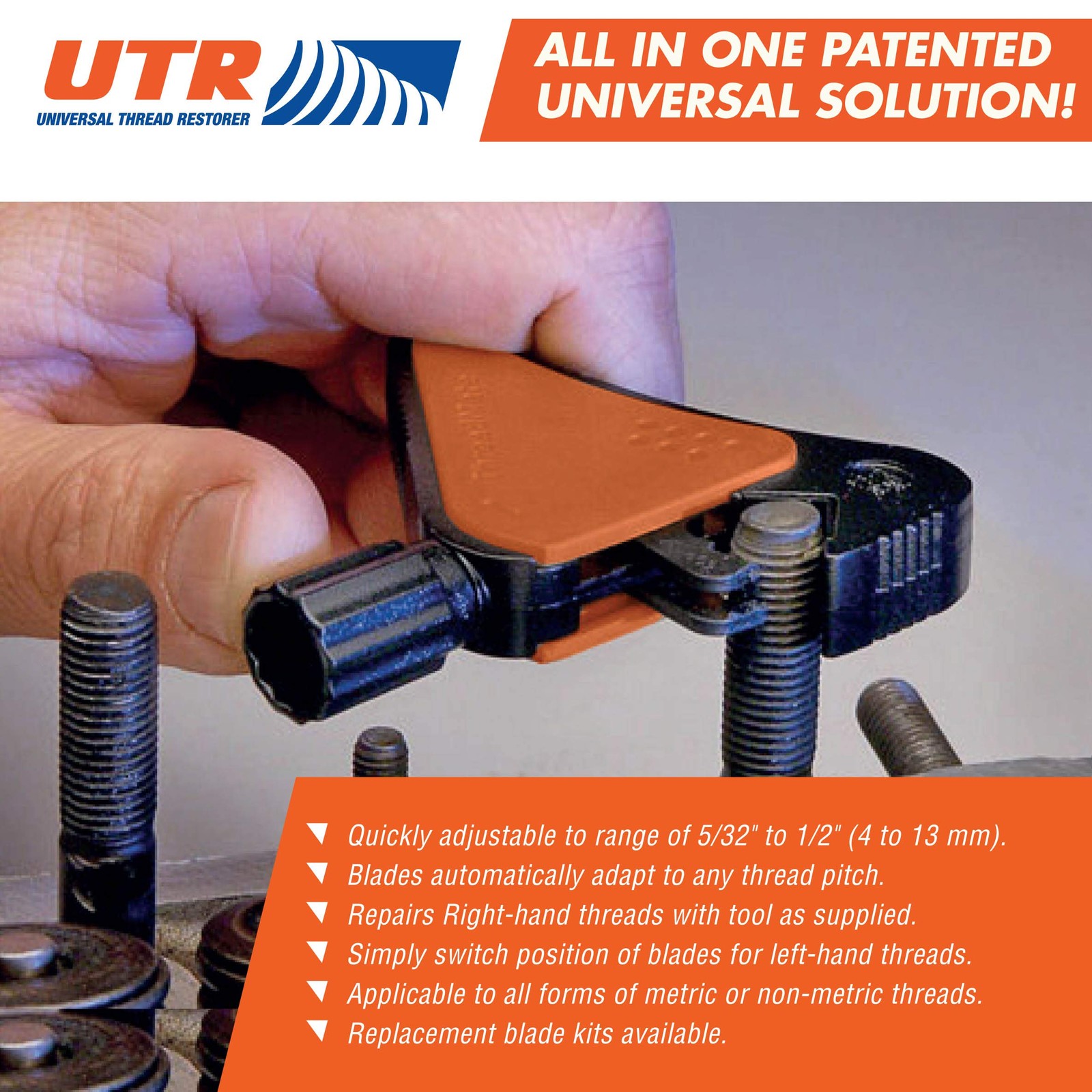 Universal Thread Restorer External Repair Tool Maintenance Re-Threading Tool