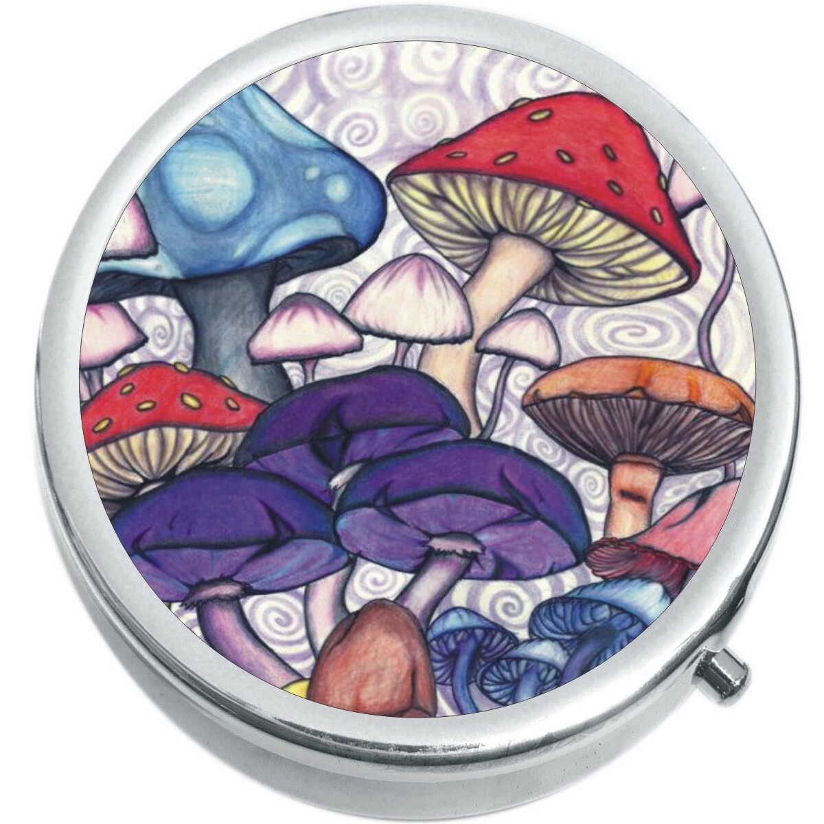 Colorful Mushrooms Medicine Vitamin Pill Box
