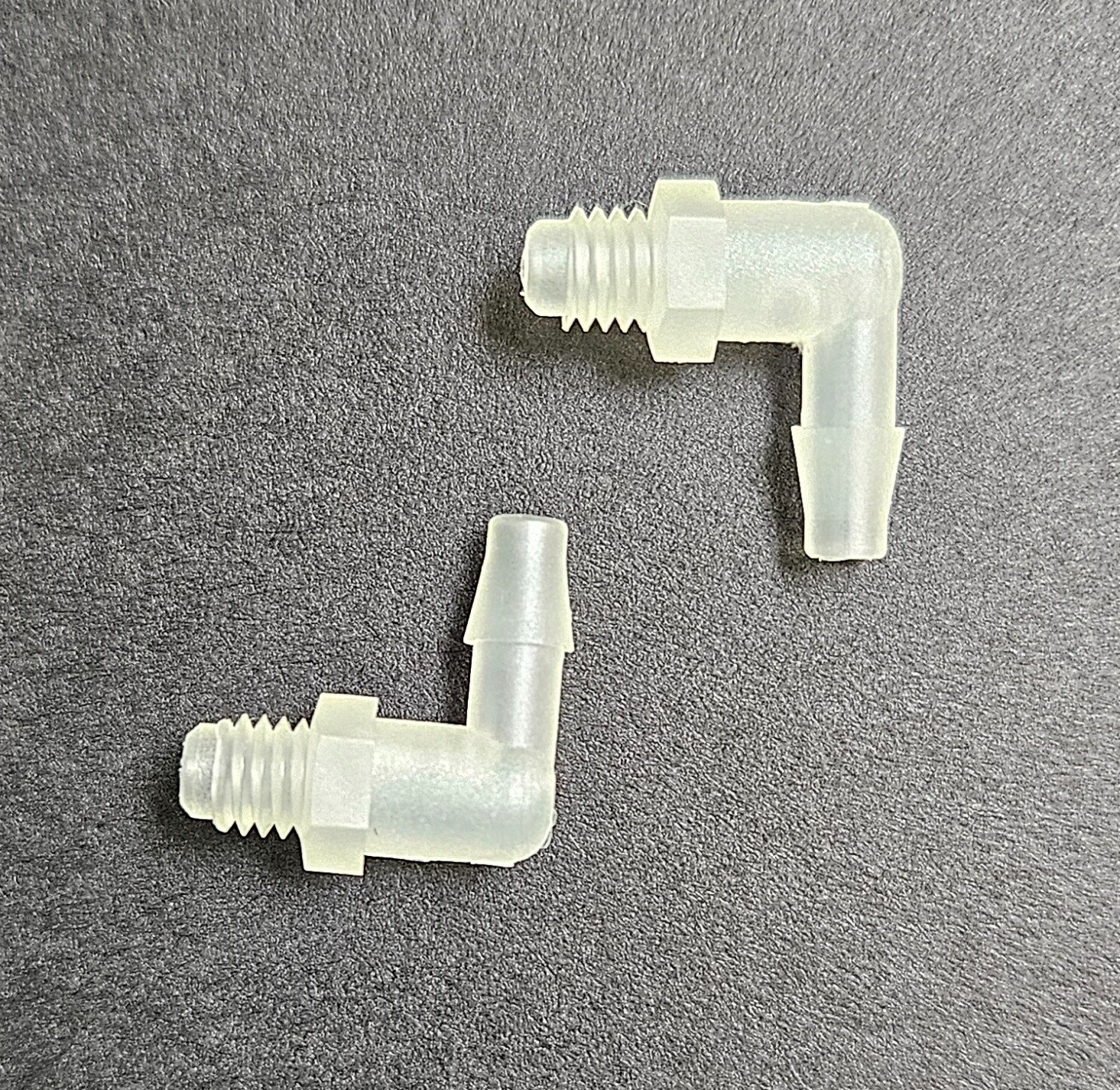 Ark-Plas 10-32 Male x 1/8" ID Male Barb Elbow, Poly; Pkg of 25