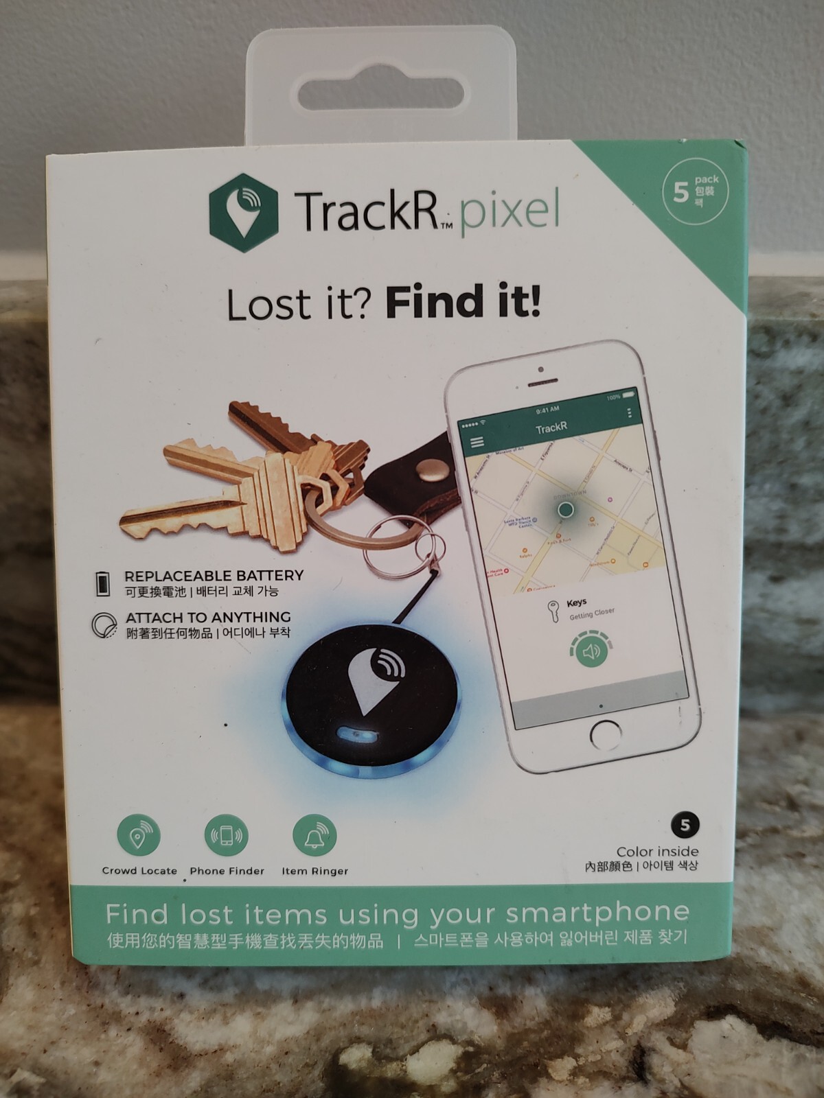 TRACK R PIXEL - ITEM TRACKING SYSTEM - FIND WITH YOUR PHONE - 5 PACK