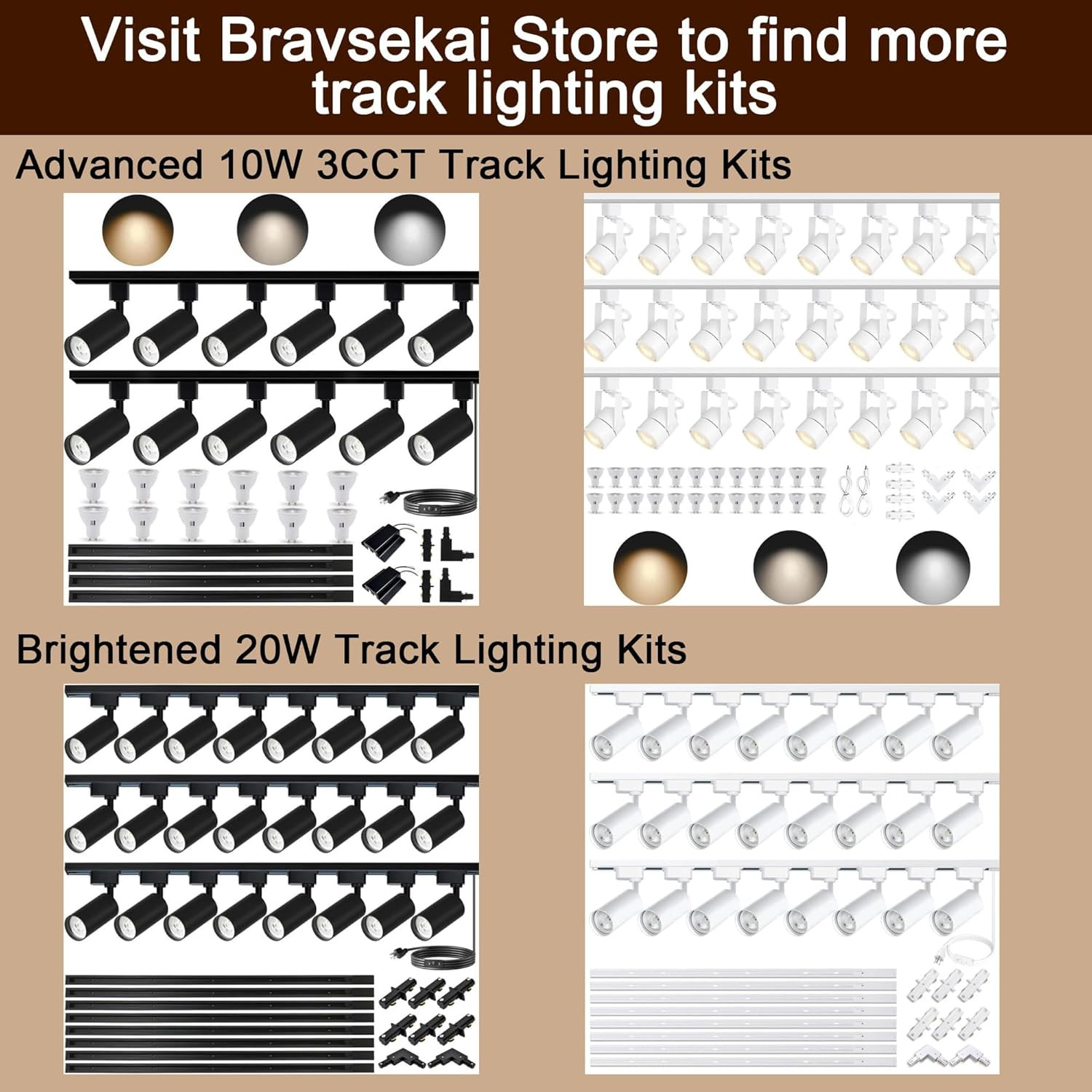 H Type Track Lighting Accessories, White Flexible Connector for Single Circuit 3
