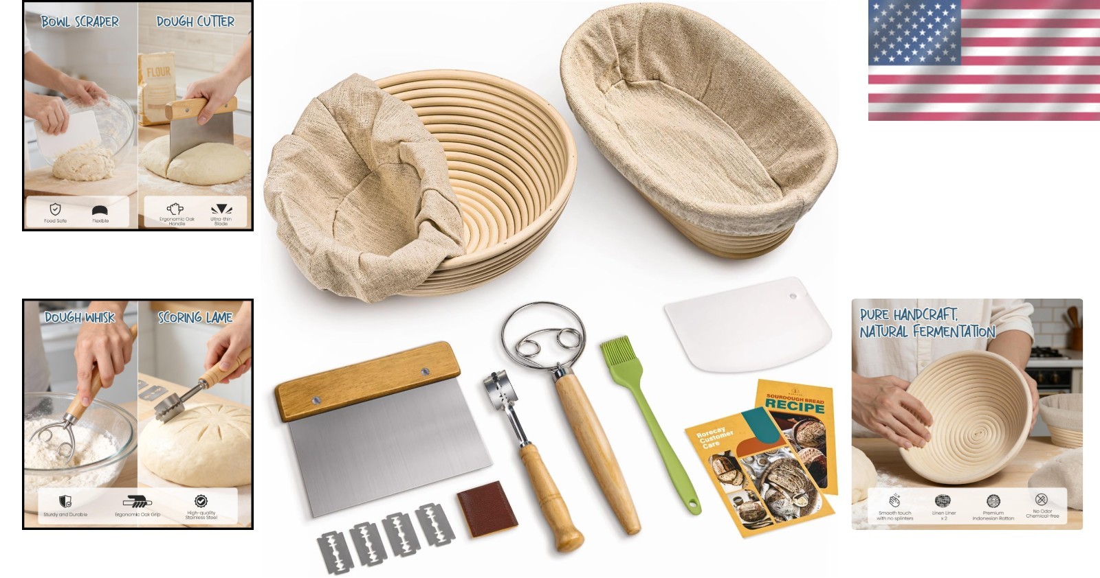 Professional Sourdough Starter Kit with Washable Linen & Essential Tools