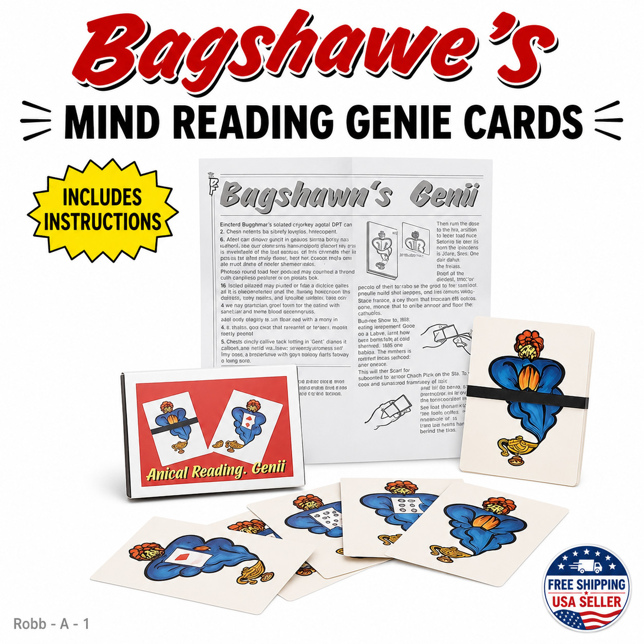Bagshawes MIND READING GENIE Out To Lunch Magic Trick Card Prediction Cartoon