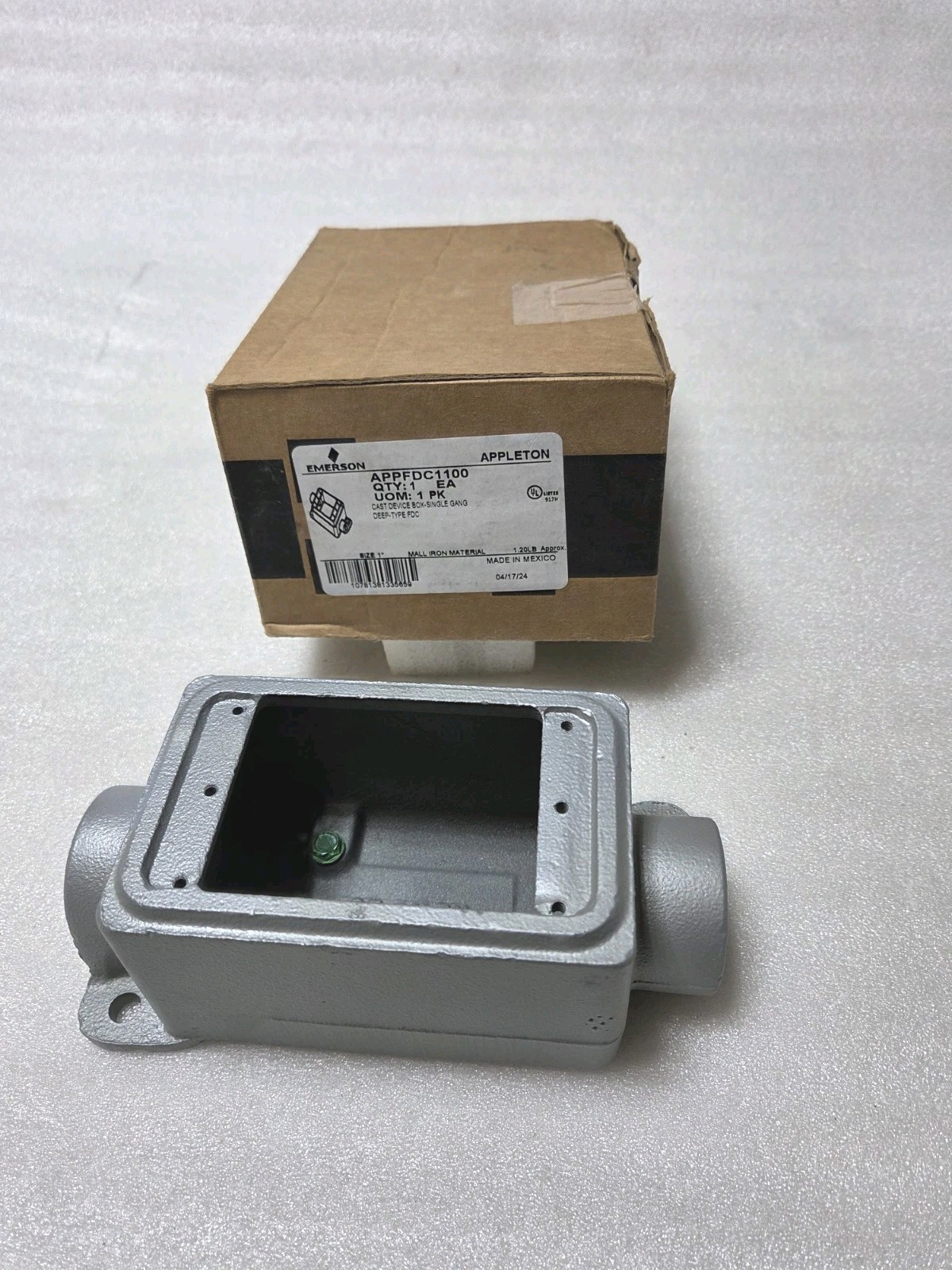 APPLETON  APPFDC1100 FDC Device Box, 1-Gang, 1", Malleable Iron