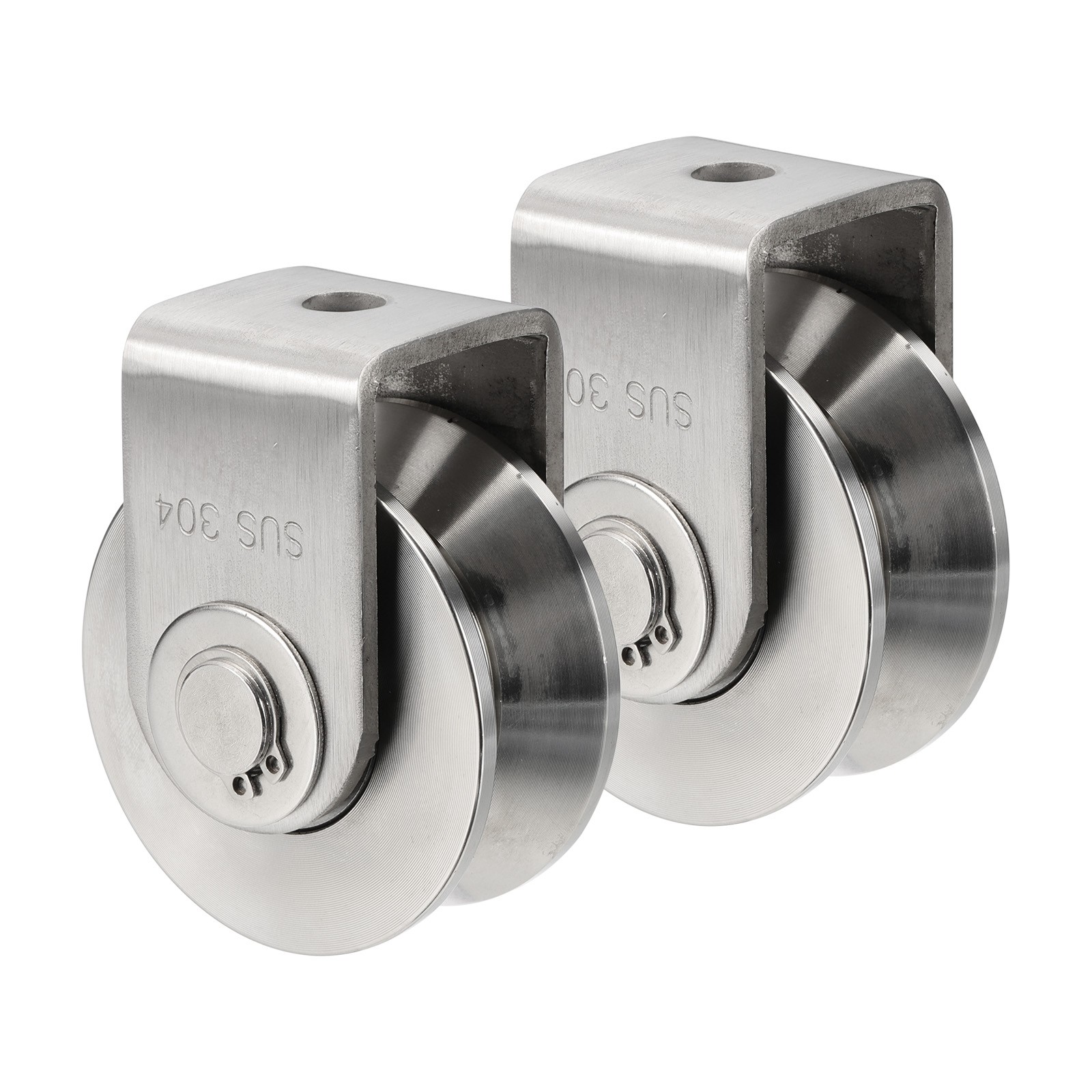 Dia.2.7" V Groove Wheel with Bracket, Track Wheel Load 660 lbs Pack of 2