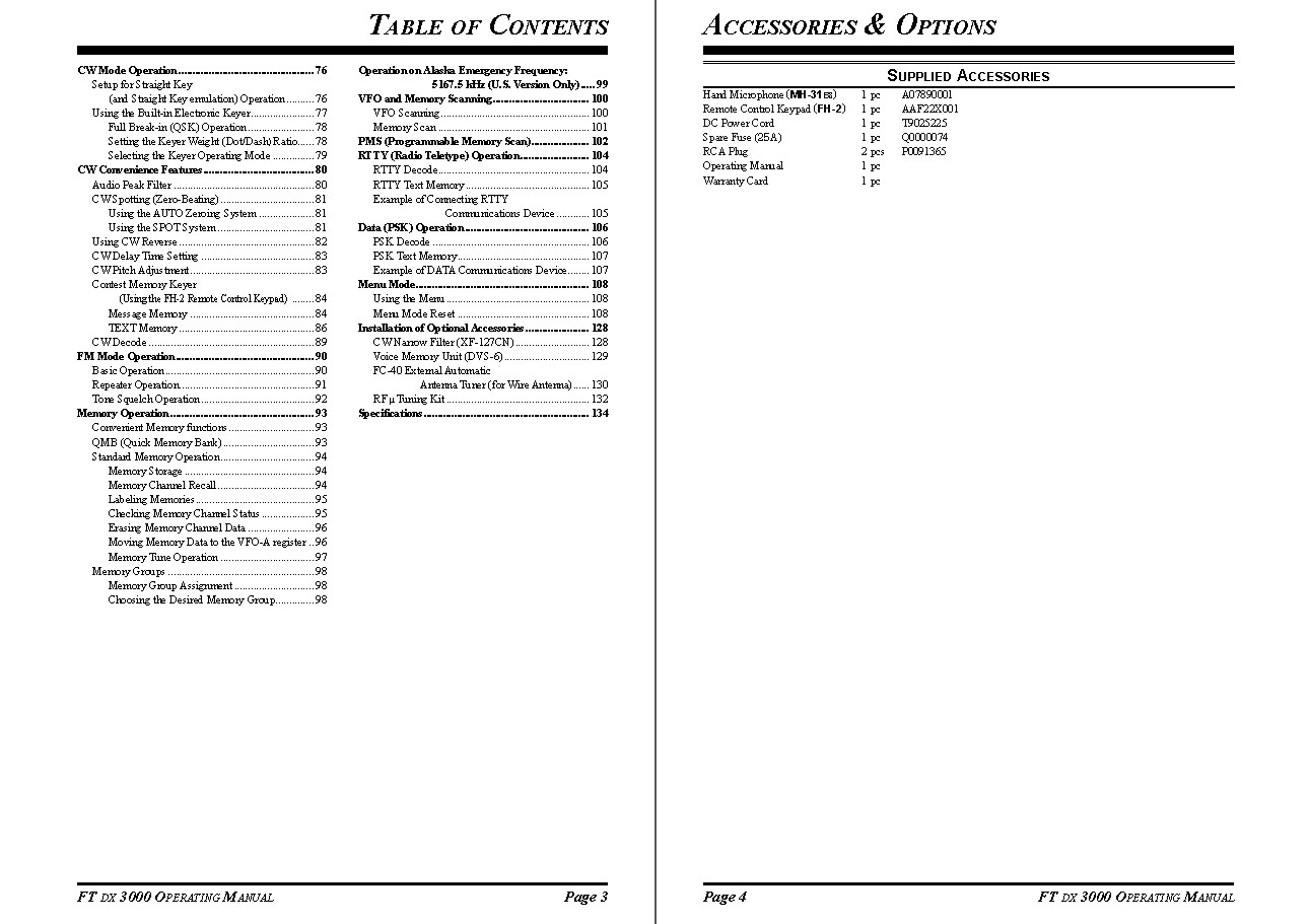 Yaesu FT dx 3000 Instruction Manual Operating Guide Coil Bound