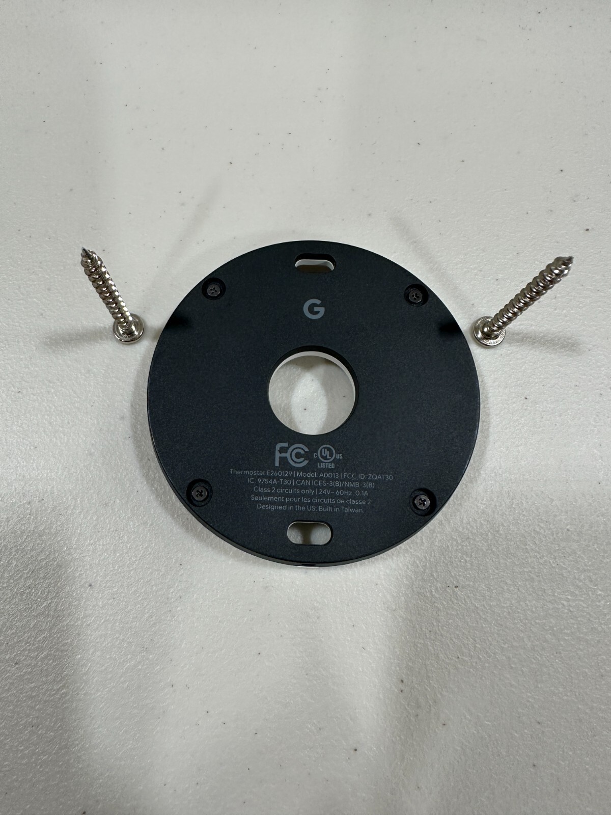 Google Nest 3rd Gen Thermostat - A0013 Wiring Base/Back Plate