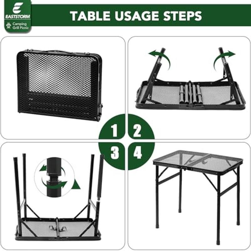 Portable Aluminum Folding Camping Table Adjustable Heights Sturdy & Lightweight
