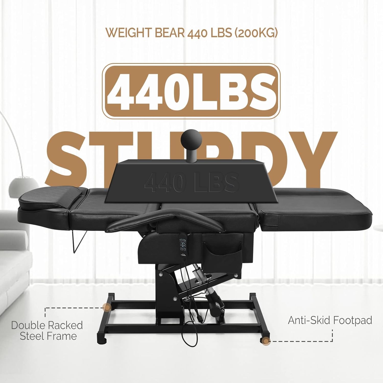 Professional Electric Facial Bed with Removable Headrest, Adjustable Height New