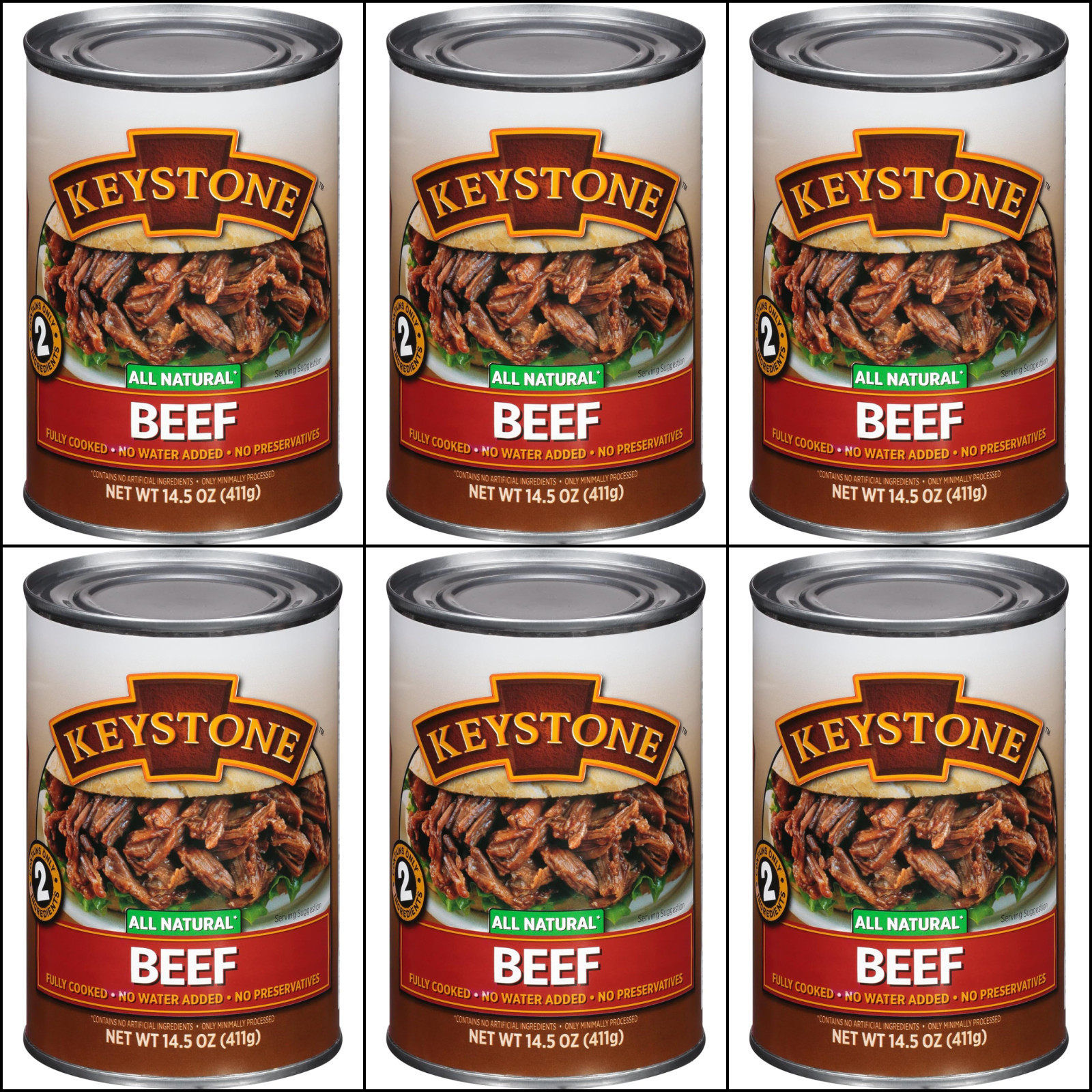 6 Canned 🇺🇸USA Made Keystone Meats Natural Beef 14.5oz Camping Food Exp 2031