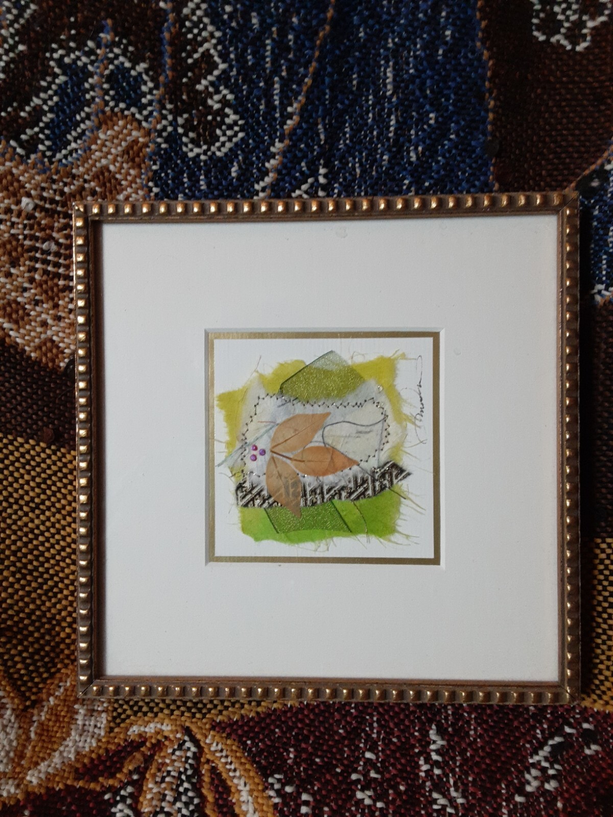 Original Signed Abstract Collage Mixed Media Framed Art Wabi-sabi Assemblage