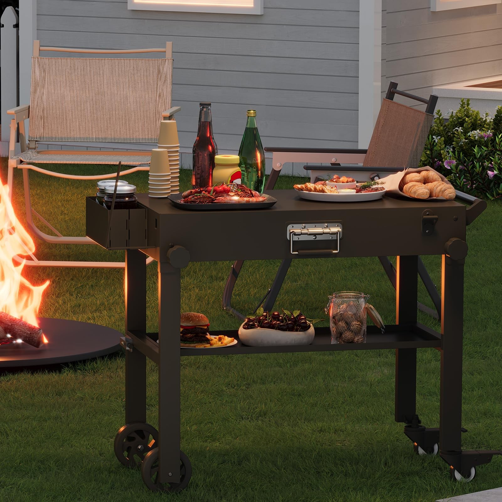 Outdoor Grill Cart Foldable Blackstone Griddle Stand for 17" & 22" Griddle Grill