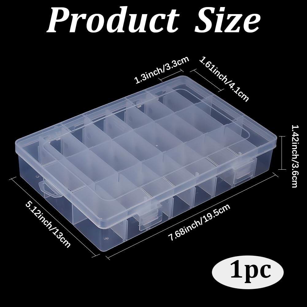24 Grid Removable Divider Rectangle Bead Organizer Container Box with