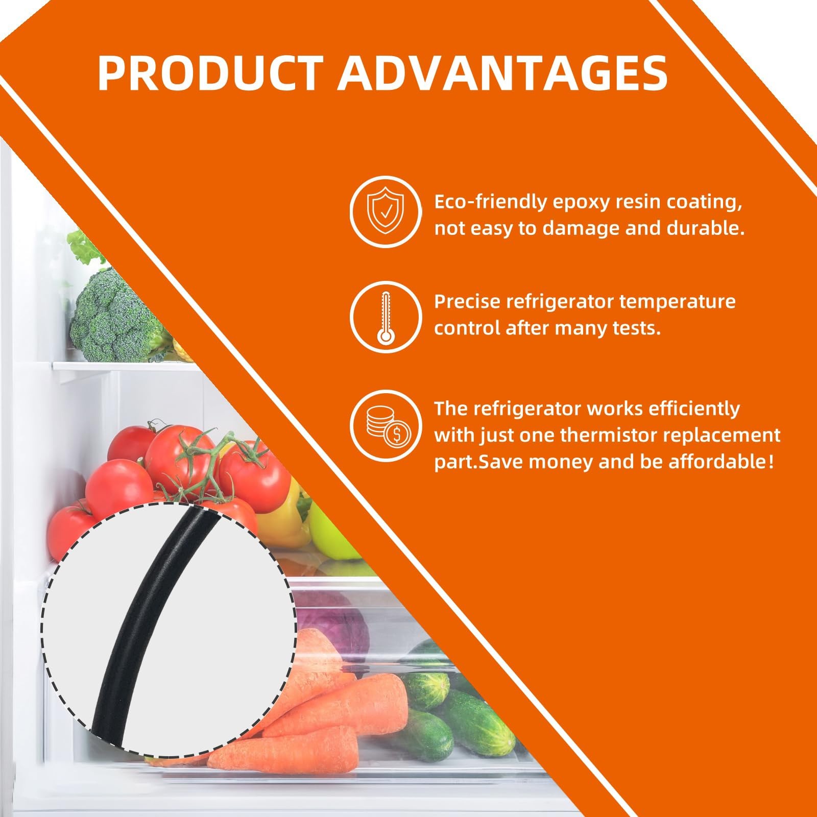WPW10384183 Freezer or Refrigerator ThermistorTemperature Sensor,Compatible w...