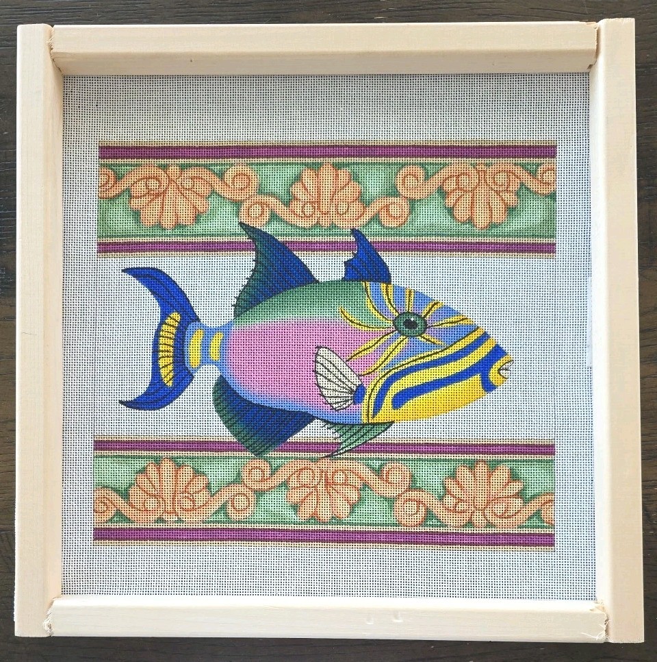 Handpainted Needlepoint Canvas Tropical Fish w/ Florentine  10" x 9" Stitchbirds
