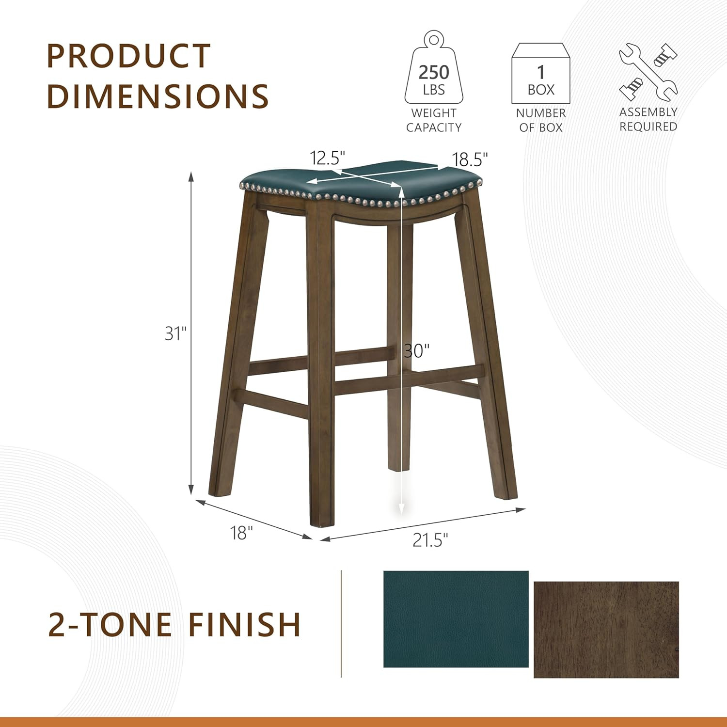 Ordway Green Solid Wood Bar Stools - 30" Saddle Height Seating